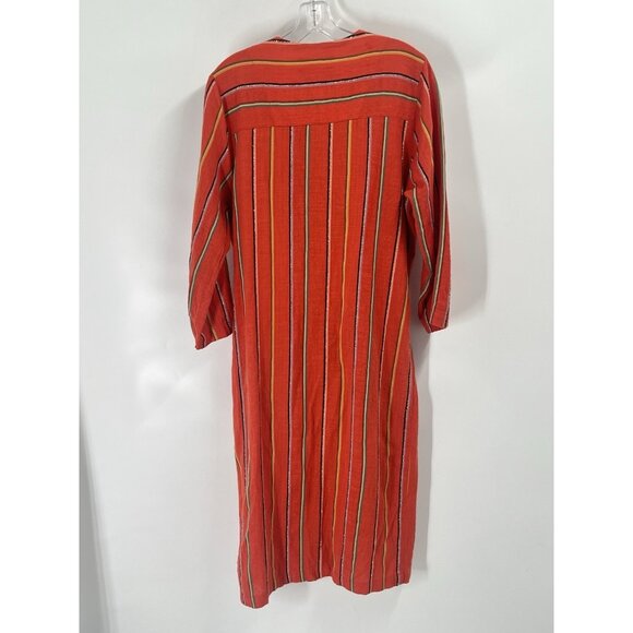 Ace and Jig Light Wieght Button Down Midi Dress Orange Stripe Sz Small - Picture 7 of 7